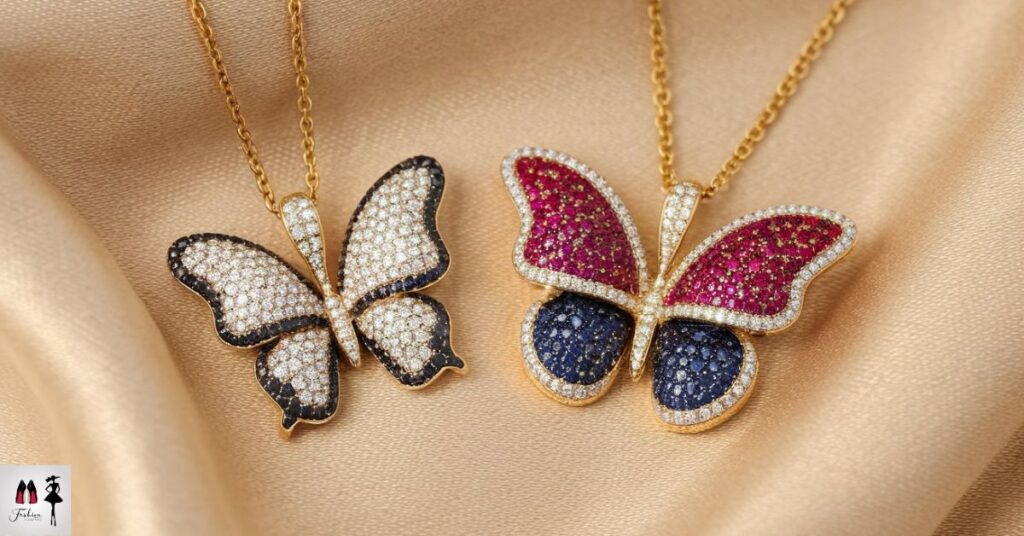 Micro pave butterfly pendants vs. traditional settings 